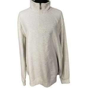 Lee Regular Fit Size Large Gray Pullover Zippered Neck Shirt Sweater‎